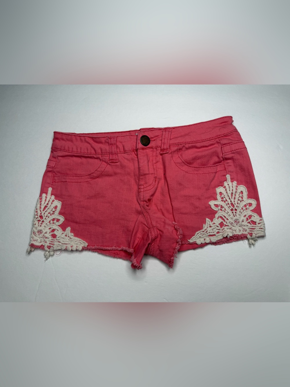 Love Fire Coral Shorts with Lace Detail – Size 3